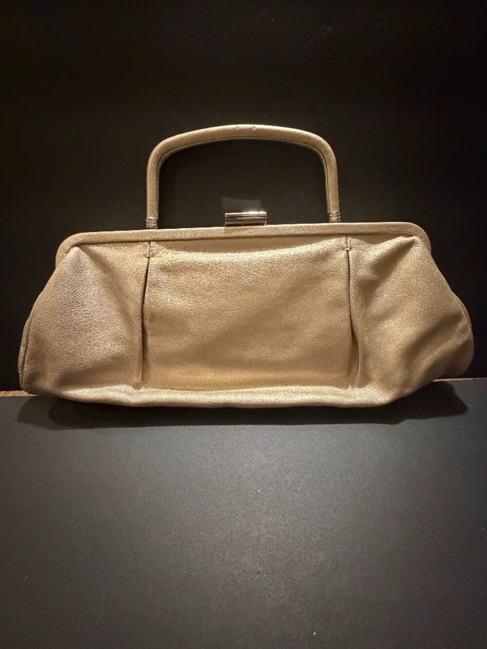HOBO Gold leather Evening Bag Clutch